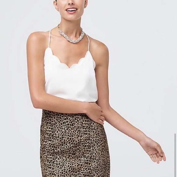 J. Crew Tops - J.CREW Scalloped Cami Tank Top Ivory Cream Blouse Shirt Racerback Spaghetti